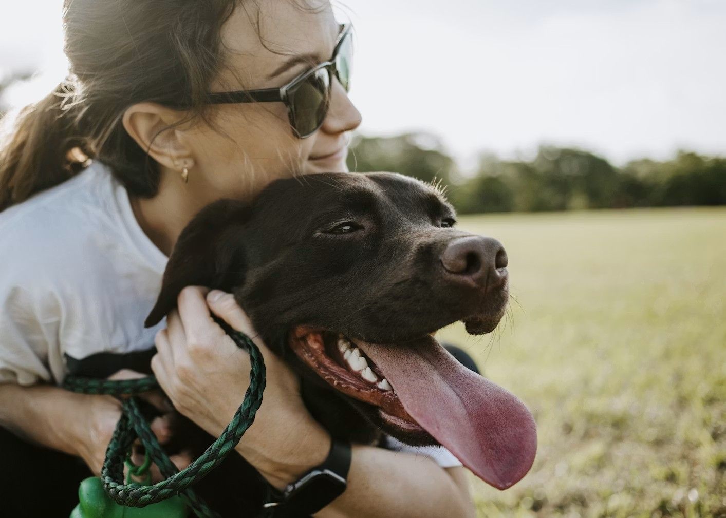Une femme partageant un moment de complicité avec son chien